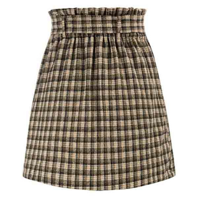 Women High Waist Paperbag Skirt Casual Short A-Line Skirts with Pockets S-XXL