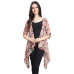 Women's Shrug (Light peach floral print Shrug / Jacket with 3/4th sleeves)
