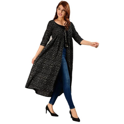 Jaipuri Cotton Long Printed Shrug/Jacket/Cape for Women
