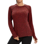 Thermal Long Sleeve Running Shirt Workout Tops Moisture Wicking Athletic Shirts with Thumb Holes