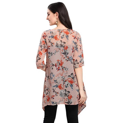 Women's Shrug (Light peach floral print Shrug / Jacket with 3/4th sleeves)