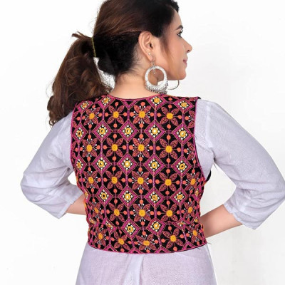 Fashion Cotton Rajasthani Embroidered Jacket for Women with Mirror Work Traditional Ethnic Shrug Jacket for kurti Navratri Gujrati Kutchi Koti