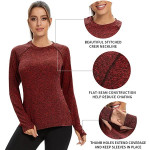 Thermal Long Sleeve Running Shirt Workout Tops Moisture Wicking Athletic Shirts with Thumb Holes
