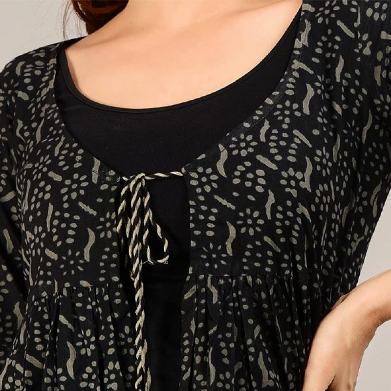 Jaipuri Cotton Long Printed Shrug/Jacket/Cape for Women