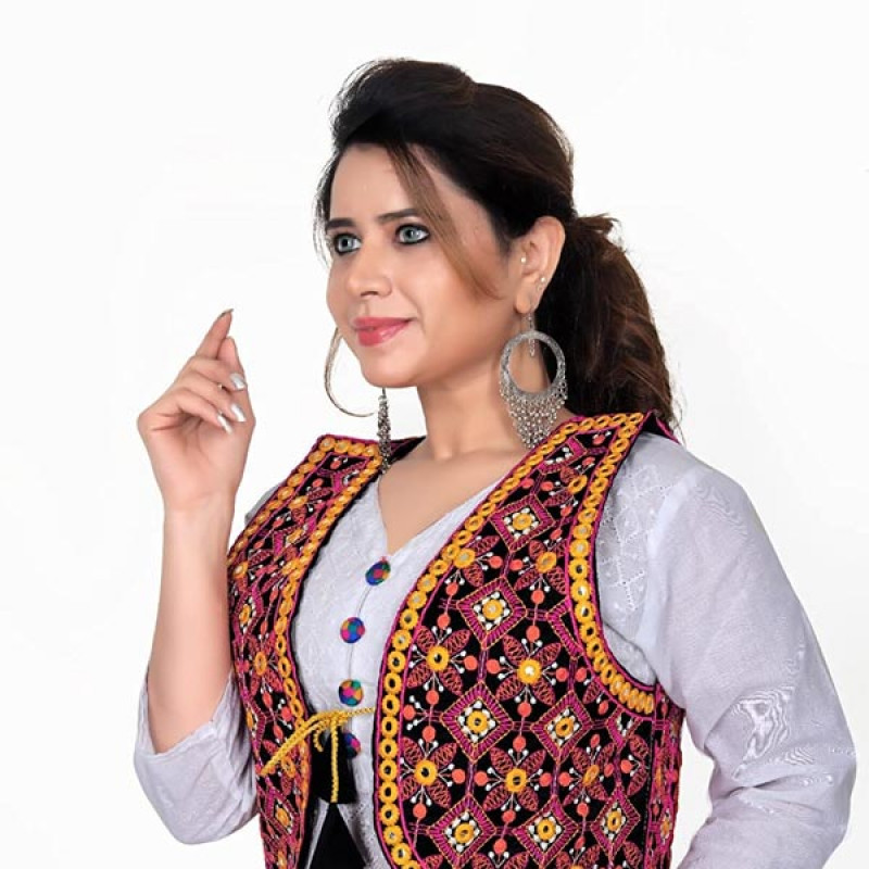 Fashion Cotton Rajasthani Embroidered Jacket for Women with Mirror Work Traditional Ethnic Shrug Jacket for kurti Navratri Gujrati Kutchi Koti