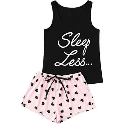 Women's Cute Sleeveless Tank Top and Shorts Sleepwear Pajama Set