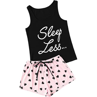 Women's Cute Sleeveless Tank Top and Shorts Sleepwear Pajama Set