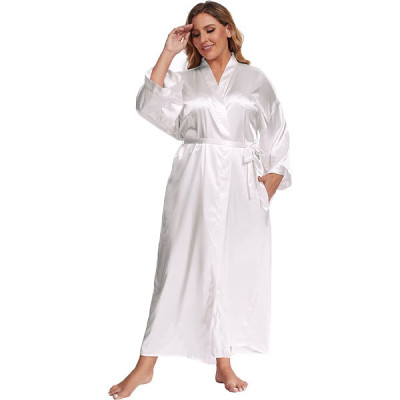 Women's Plus Size Long Satin Robes Plus Size Long Silk Robes Kimonos Sleepwear Dressing Gown